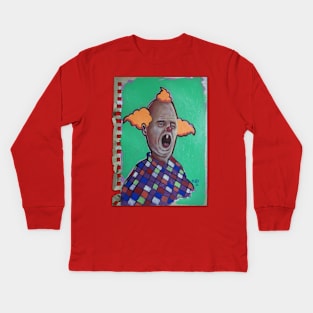 Cartoon Clown | Weird Florida Man War Pig | Duck Acid | Bad Hero Portrait Lowbrow Pop Surreal Art | Youtube Star | Masterpieces | Original Oil Painting By Tyler Tilley Kids Long Sleeve T-Shirt